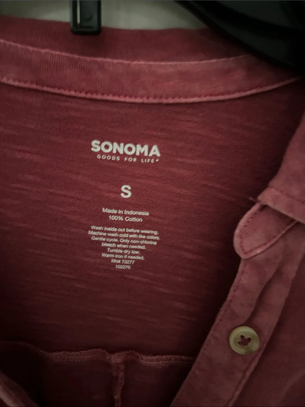 Sonoma Sleeveless Button Polo Tank - Wine - Picture 2 of 3